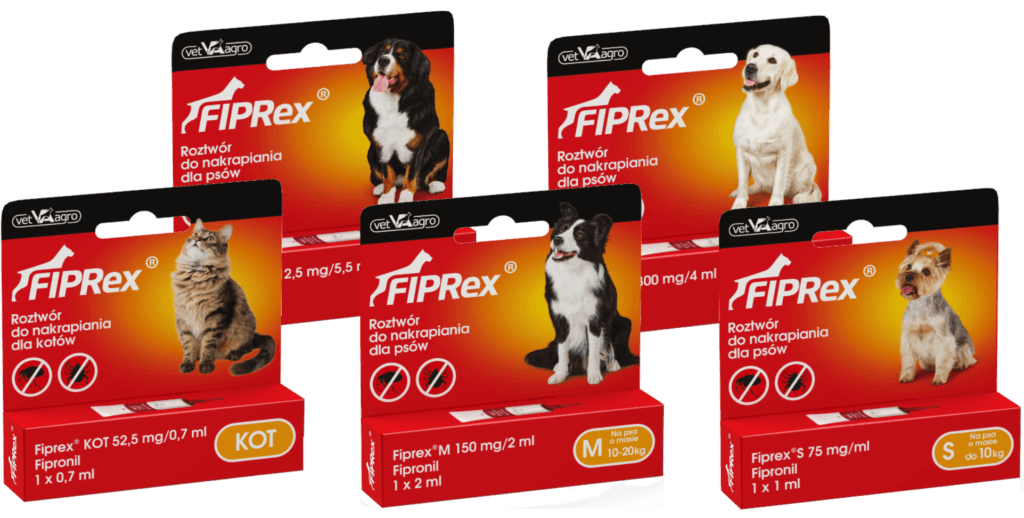 Fiprex dla psów i kotów w opakowaniach